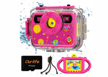 Our Life Kids Camera, Selfie Waterproof Cameras Toys for Boys, 1080P 8MP 2.4 Inch Large Screen Cam with 8GB TF Card