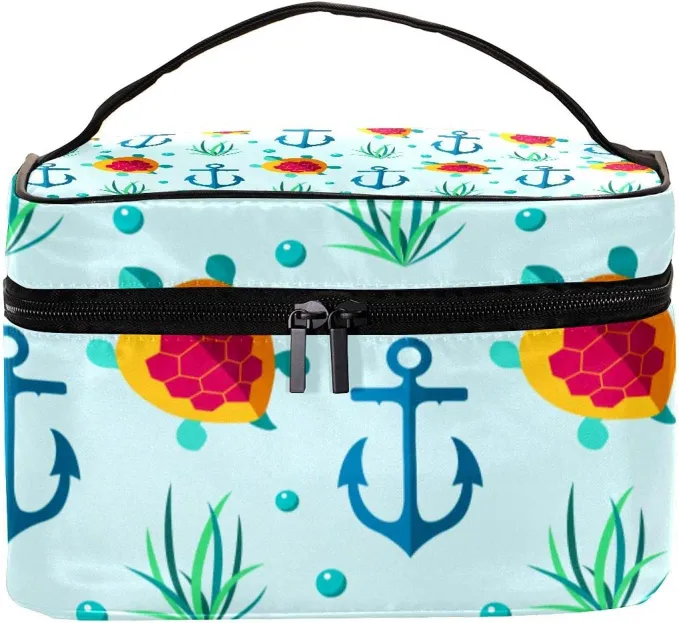 19. Travel Nautical Cosmetic Bag Organizer with Turtle