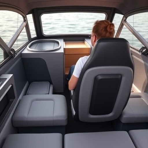 A comfortable boat seat providing support for bad backs.