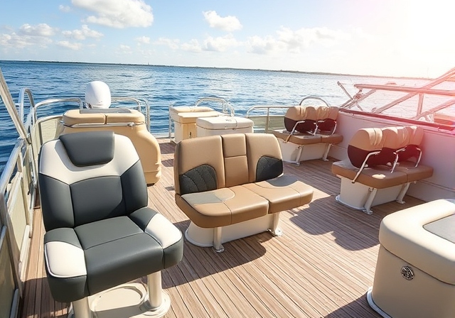 A collection of the best boat seats for pontoon boats, showcasing durability and comfort.